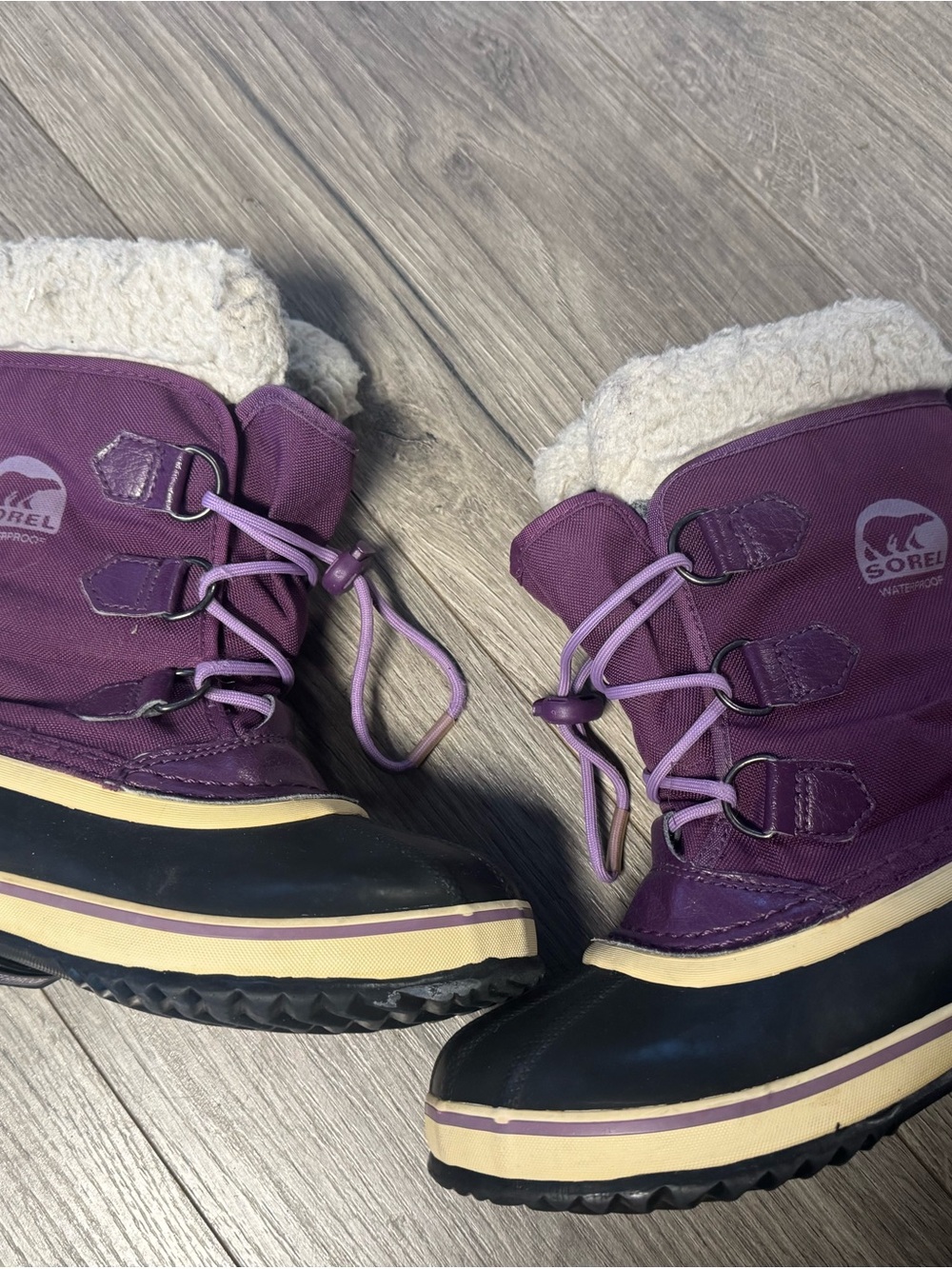 Sorel Kids Purple and Cream Waterproof Snow Boots